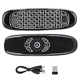 Air Mouse Remote, C120 USB 2.4G atón de Aire Mando con Teclado para Smart TV RTeclado Multifuncional Touchpad Ratón Control Remoto, Retroiluminación de Colores, Adecuado para TV Box Smart TV Laptop