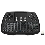 Docooler Retroiluminado 2.4GHz Teclado Multifuncional Inalámbrico Touchpad Ratón Control Remoto de Mano 4 Colores de Luz de Fondo para Android TV Box Smart TV PC Notebook