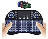 Mini teclado inalámbrico con mando a distancia Touchpad Mouse Combo Controlador con retroiluminación RGB para Android TV Box Smart TV con OS + USB PC Ordenador portátil Ventana OS HTPC Home Theater PC